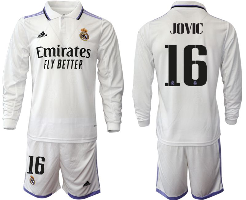 Men 2022-2023 Club Real Madrid home long sleeve white 16 Soccer Jersey
